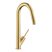 hansgrohe Spültisch-Einhebelmischer 270 Axor Starck mit Ausziehbrause, brushed gold optic