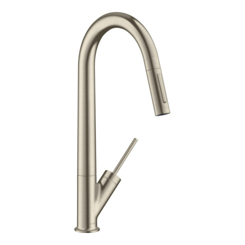 hansgrohe Spültisch-Einhebelmischer 270 Axor Starck mit Ausziehbrause, brushed nickel
