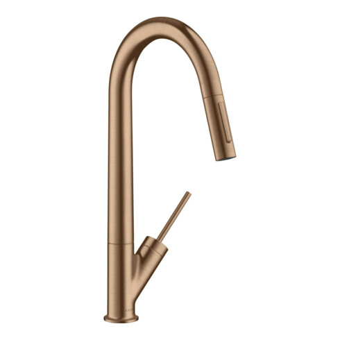 hansgrohe Spültisch-Einhebelmischer 270 Axor Starck mit Ausziehbrause, brushed red gold