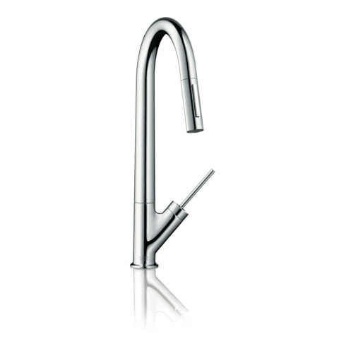 hansgrohe Spültisch-Einhebelmischer 270 Axor Starck mit Ausziehbrause, chrom