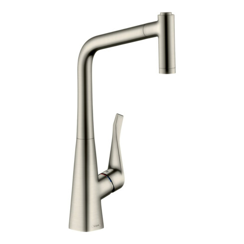 hansgrohe Spültisch-Einhebelmischer 320 Metris M71 EcoSm. m Ausz-br, 2jet, 5,8 l/m., Edelstahl-Optik