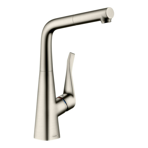 hansgrohe Spültisch-Einhebelmischer 320 Metris M71 m Ausziehauslauf, 1jet, Edelstahl-Optik