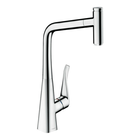 hansgrohe Spültisch-Einhebelmischer 320 Metris Select M71 mit Ausziehbrause, 1jet, Edelstahl-Optik