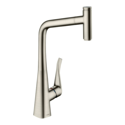 hansgrohe Spültisch-Einhebelmischer 320 Metris Select M71 mit Ausziehbrause, 1jet, Edelstahl-Optik