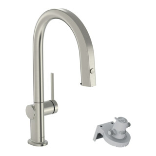 hansgrohe Spültisch-Einhebelmischer Aqittura M91 m Ausl, o. Filt., 1j, Edelstahl-Optik