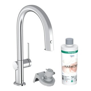 hansgrohe Spültisch-Einhebelmischer Aqittura M91 m Ausz.-Ausl., 1jet, Starter Set, chrom