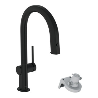 hansgrohe Spültisch-Einhebelmischer Aqittura M91 m Ausz.-Ausl., o. Filt., 1j, mattschwarz