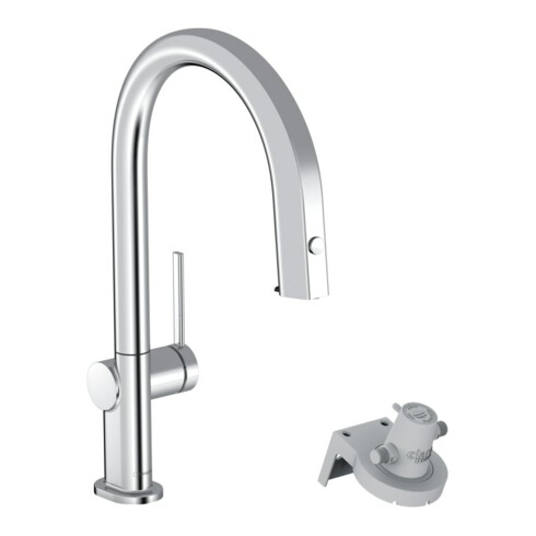 hansgrohe Spültisch-Einhebelmischer Aqittura M91 m Ausz.-Ausl., o. Filt., 1j, sBox, chrom