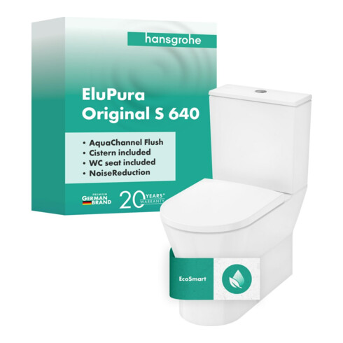hansgrohe Stand-WC EluPura Original S m aufg. Spülkasten und WC-Sitz, weiß