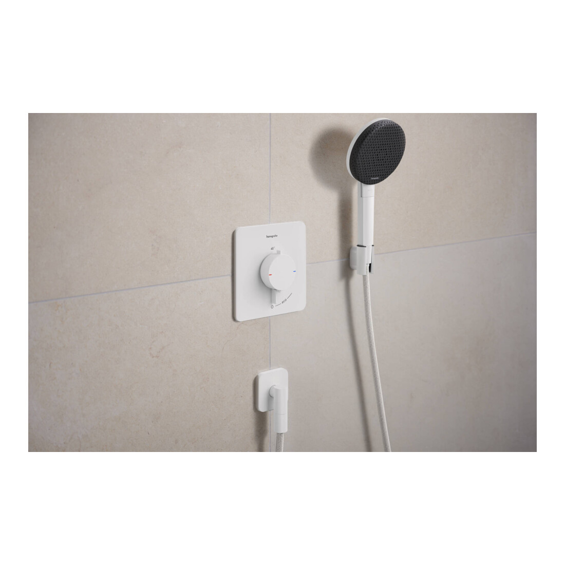 hansgrohe Support de douche Porter Fine fixe, métal, blanc mat