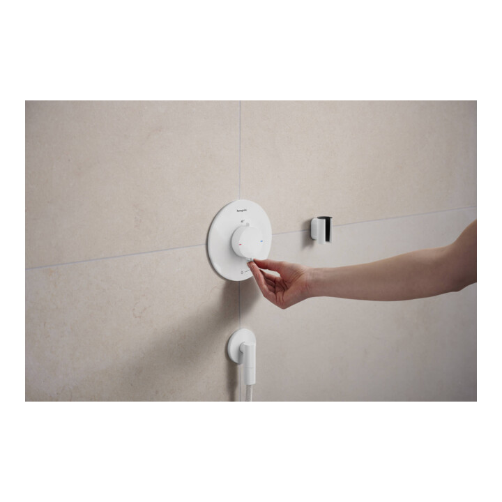 hansgrohe Support de douche Porter Fine fixe, métal, blanc mat