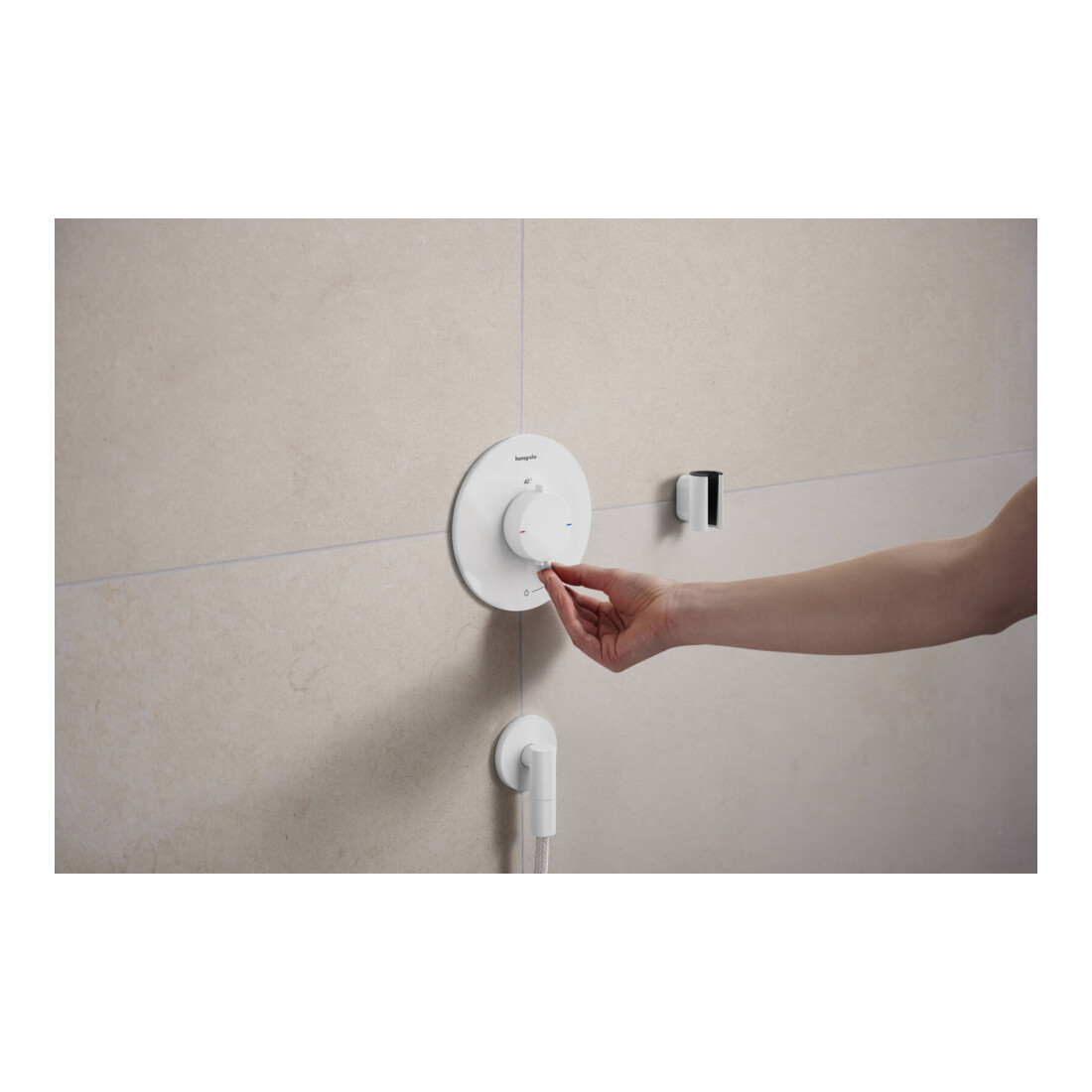 hansgrohe Support de douche Porter Fine fixe, métal, blanc mat