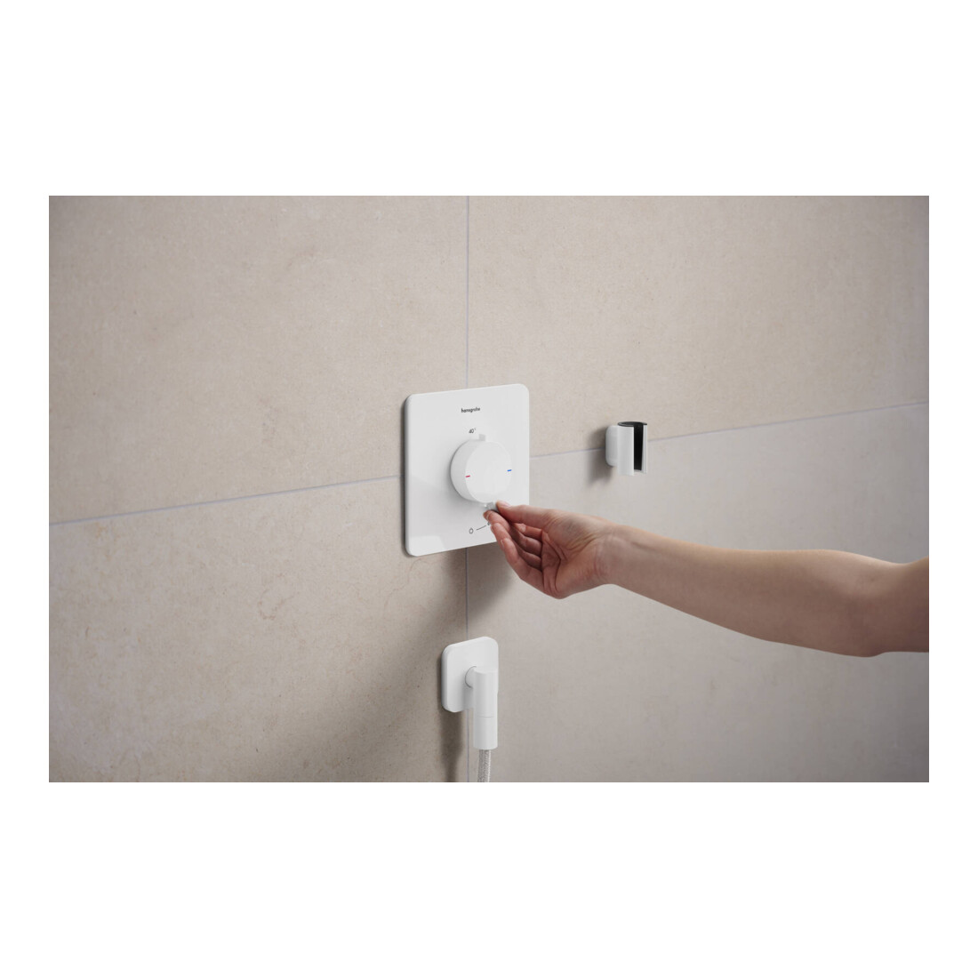 hansgrohe Support de douche Porter Fine fixe, métal, blanc mat