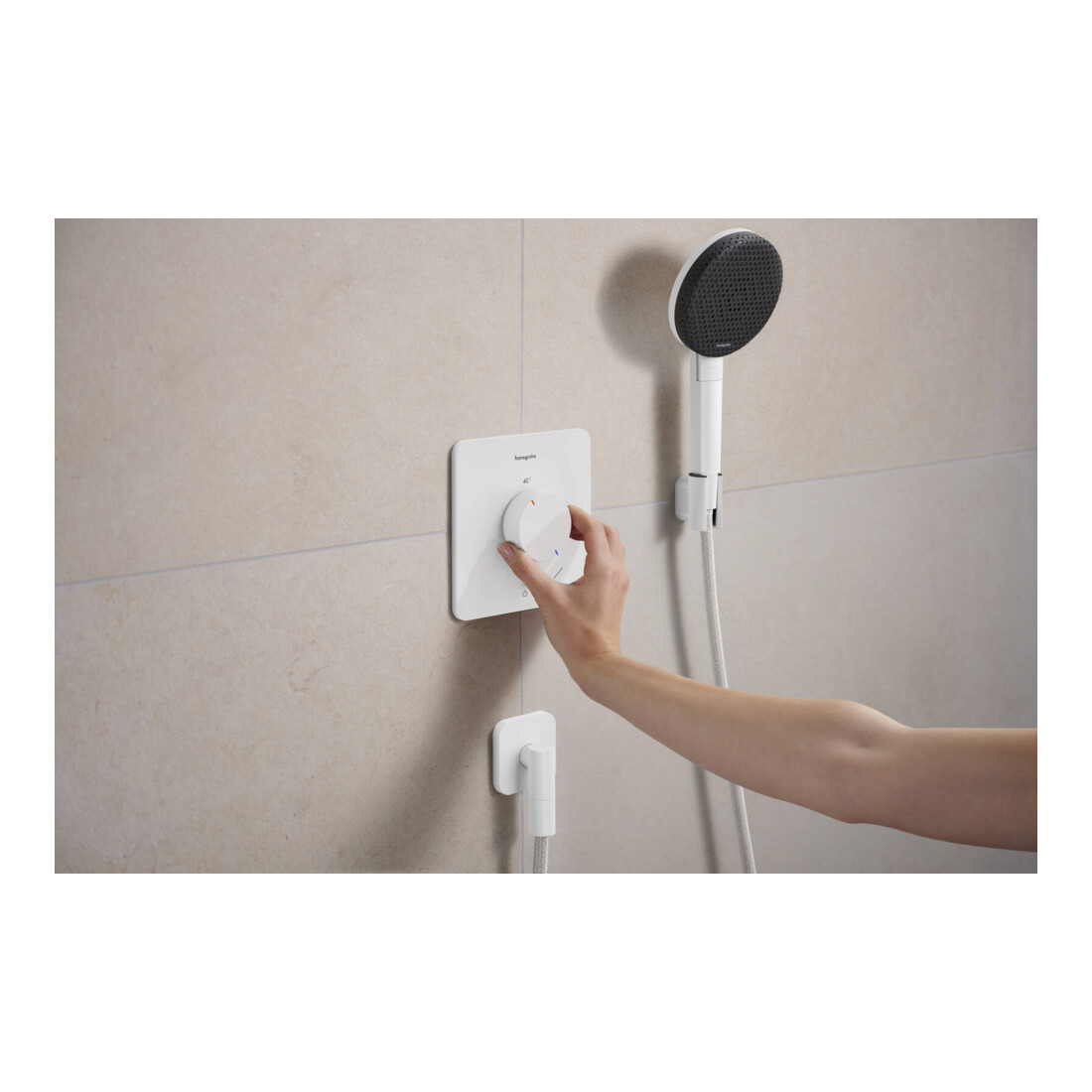 hansgrohe Support de douche Porter Fine fixe, métal, blanc mat