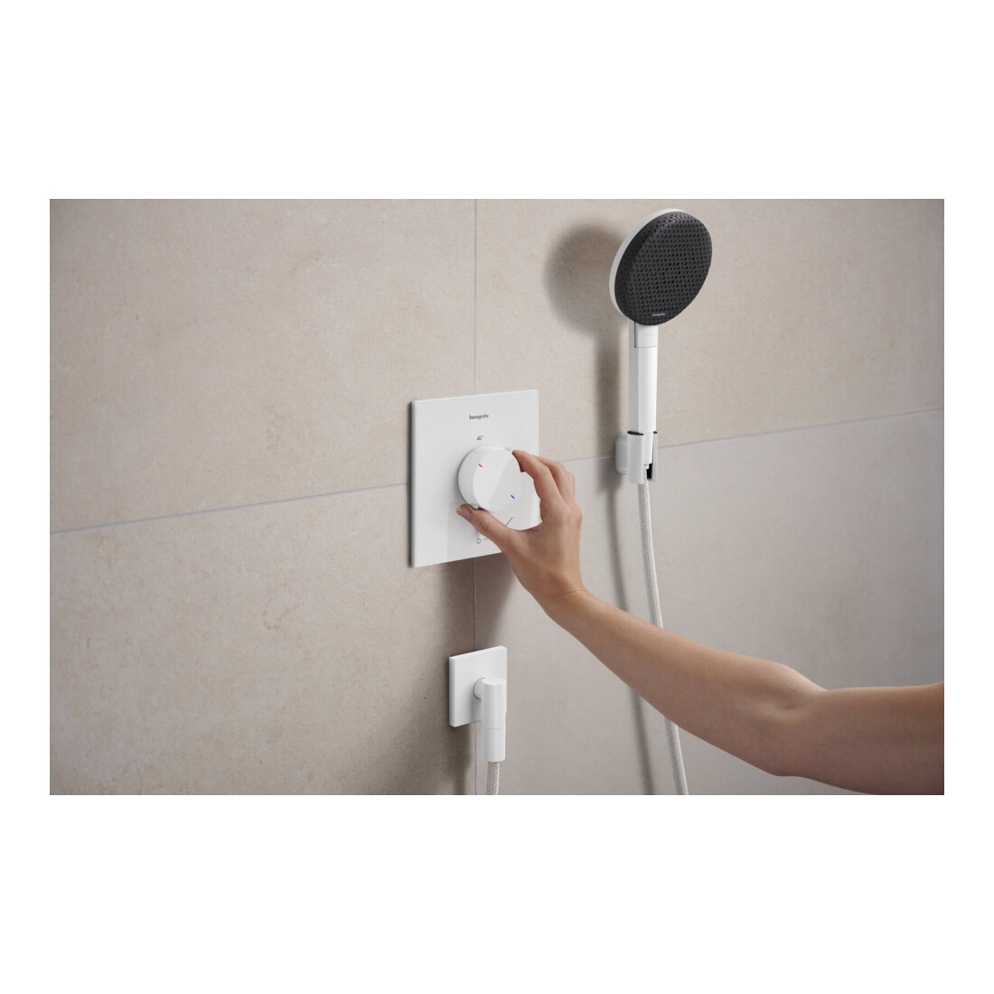 hansgrohe Support de douche Porter Fine fixe, métal, blanc mat