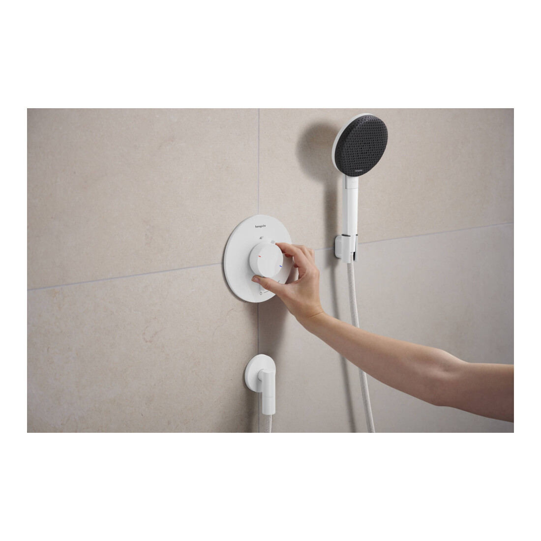 hansgrohe Support de douche Porter Fine fixe, métal, blanc mat