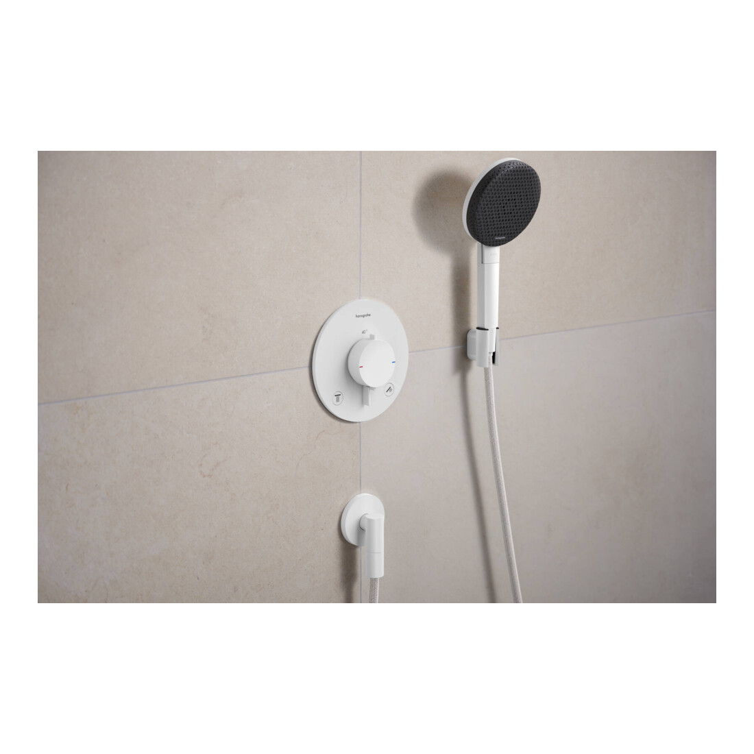 hansgrohe Support de douche Porter Fine fixe, métal, blanc mat