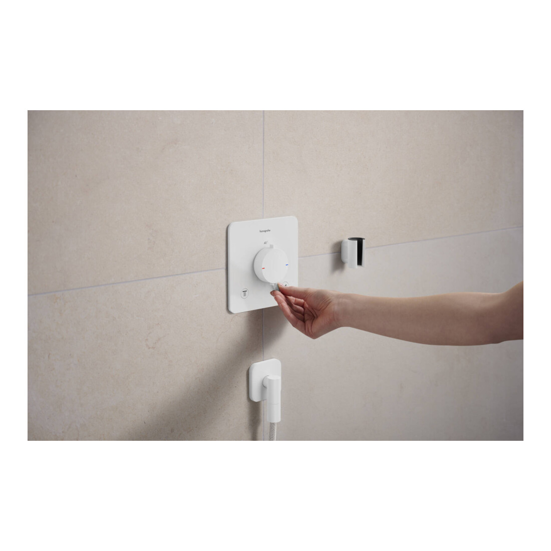 hansgrohe Support de douche Porter Fine fixe, métal, blanc mat