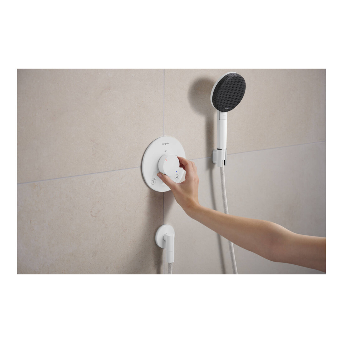 hansgrohe Support de douche Porter Fine fixe, métal, blanc mat