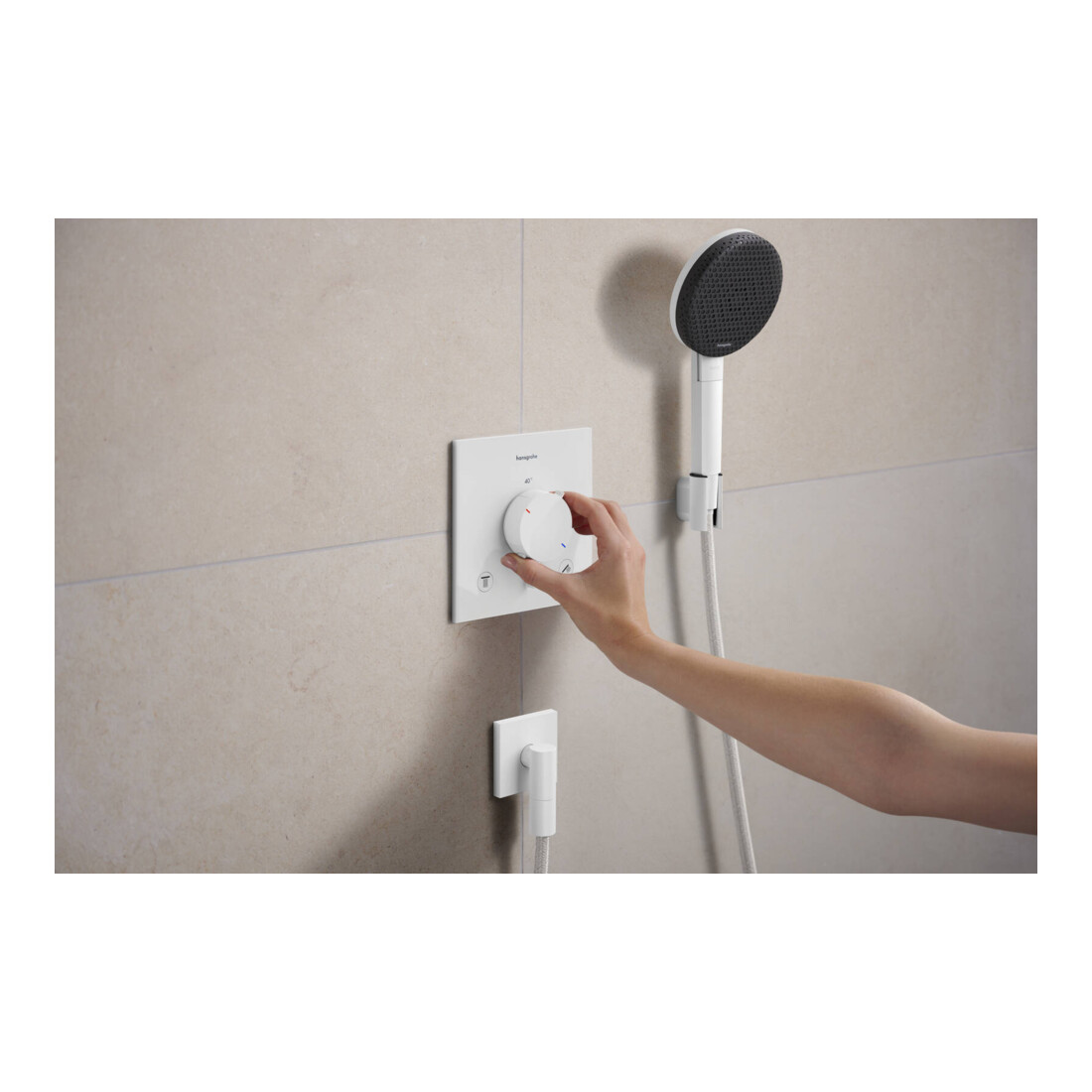 hansgrohe Support de douche Porter Fine fixe, métal, blanc mat