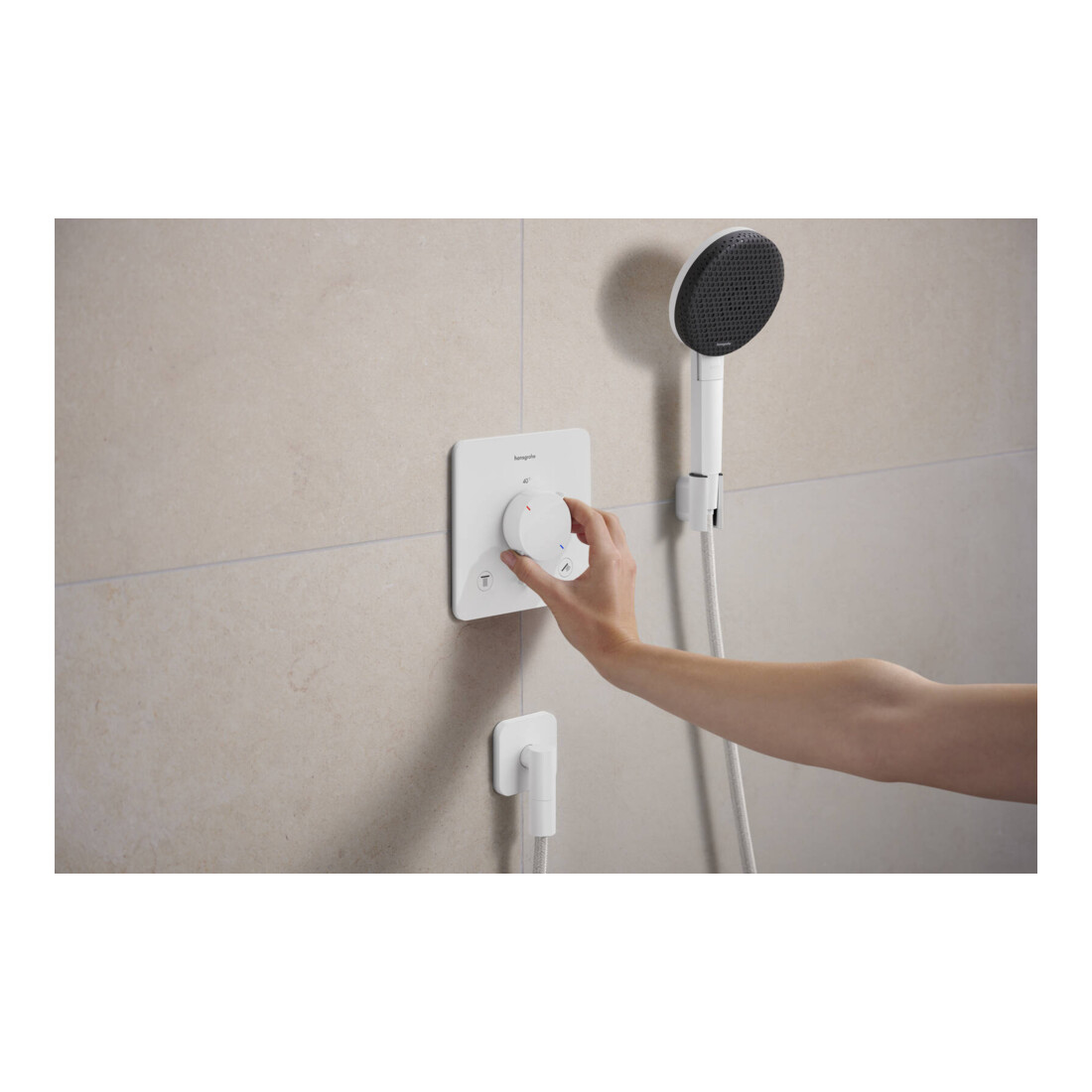 hansgrohe Support de douche Porter Fine fixe, métal, blanc mat