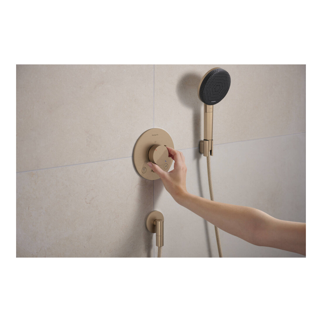 hansgrohe Support de douche Porter Fine fixe, métal, bronze brossé