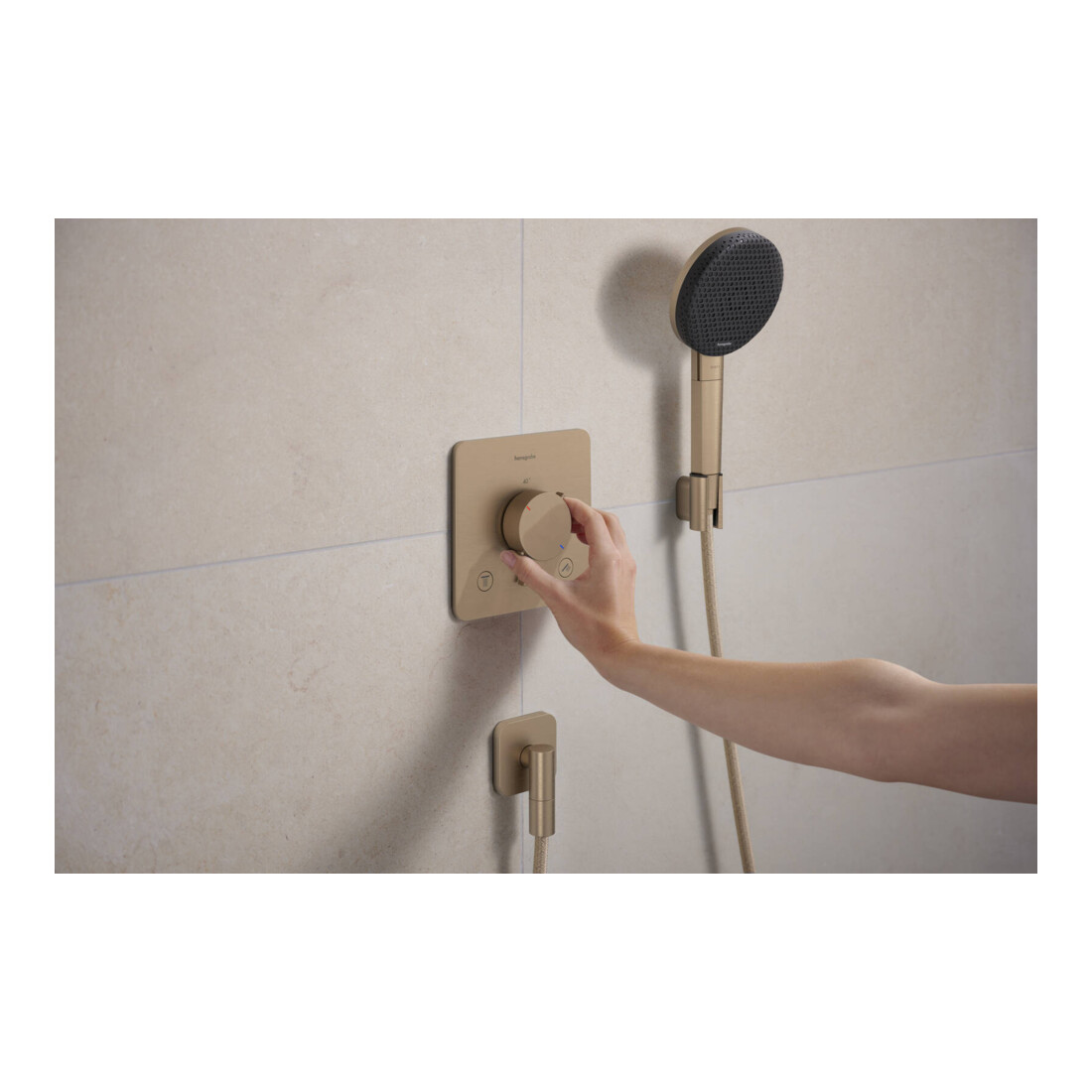 hansgrohe Support de douche Porter Fine fixe, métal, bronze brossé