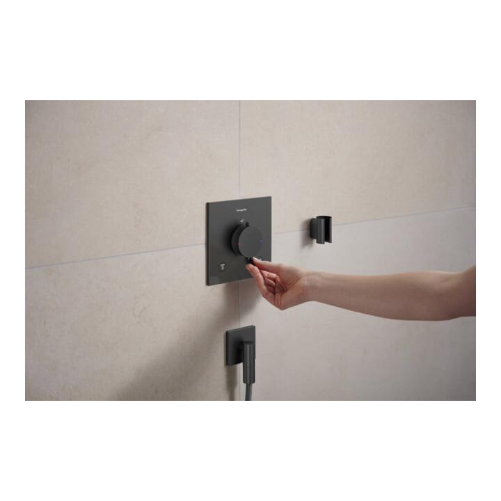 hansgrohe Support de douche Porter Fine fixe, métal, brossé bleu chrome