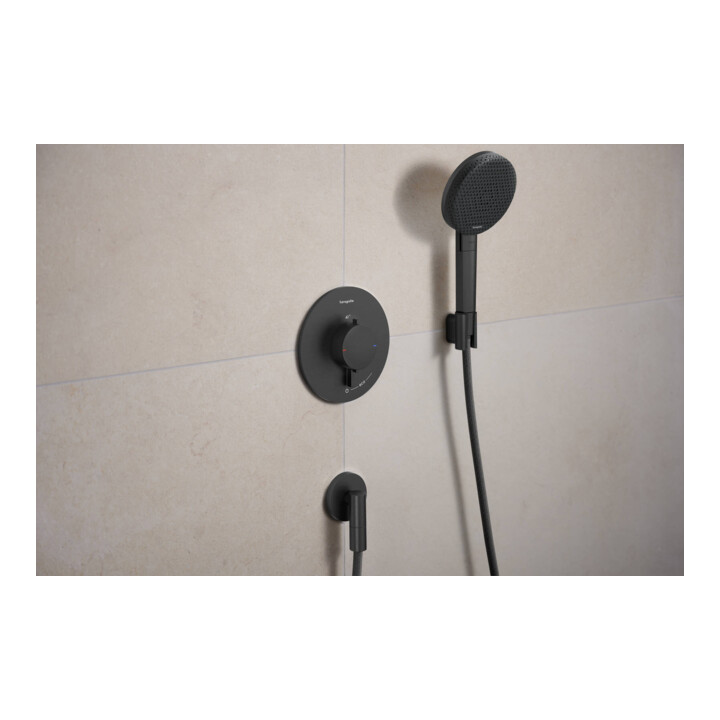 hansgrohe Support de douche Porter Fine fixe, métal, brossé bleu chrome