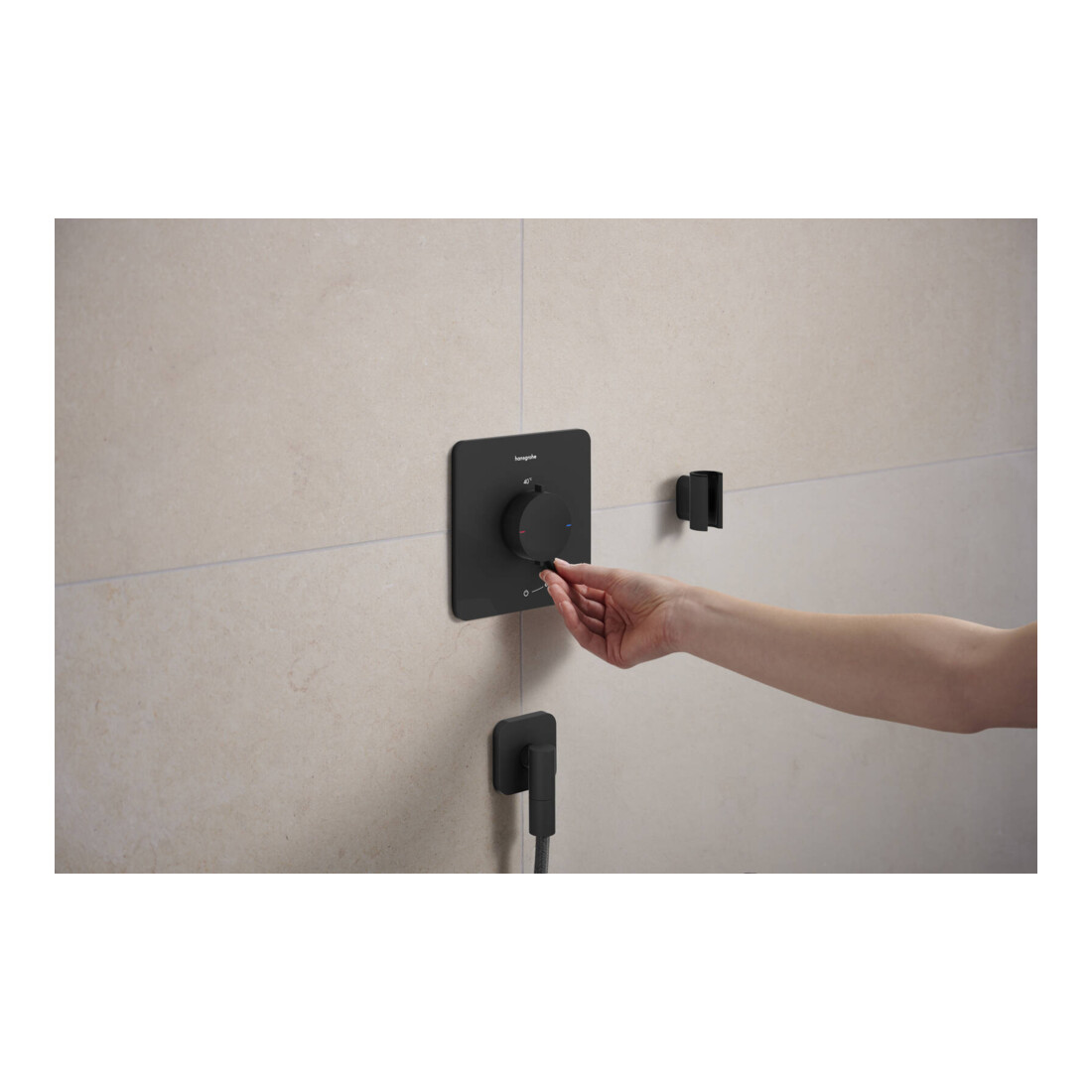 hansgrohe Support de douche Porter Fine fixe, métal, noir mat