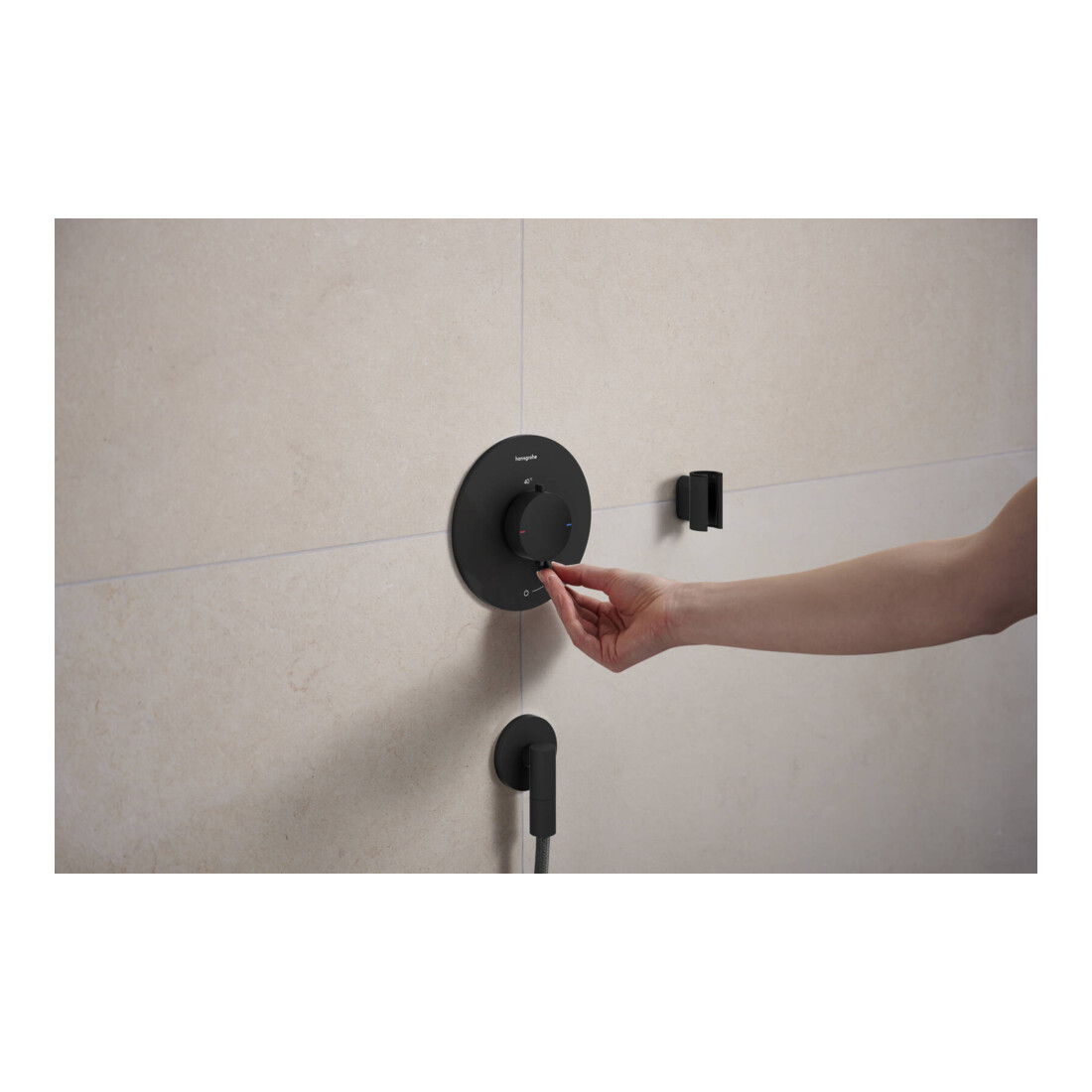 hansgrohe Support de douche Porter Fine fixe, métal, noir mat