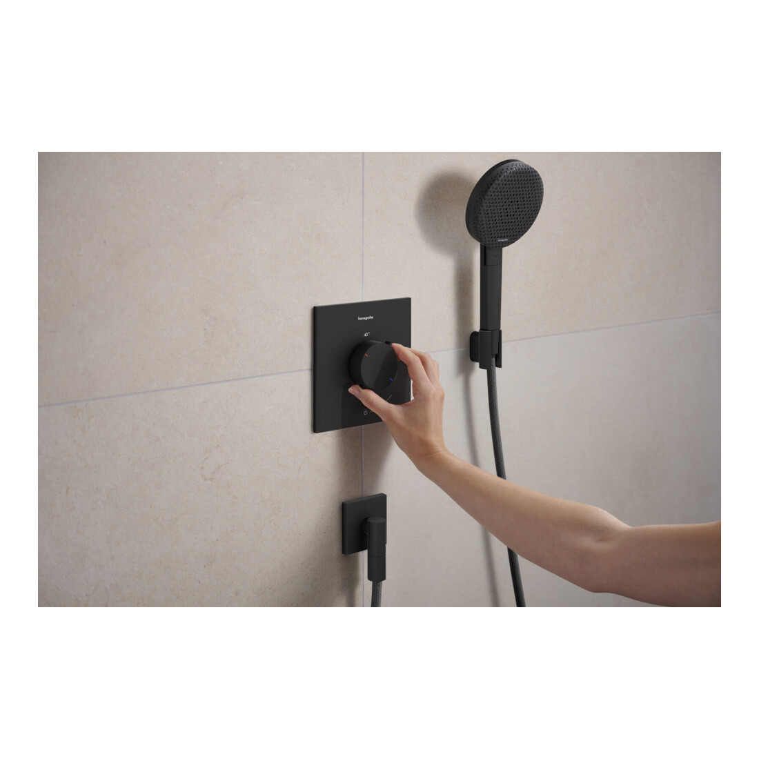 hansgrohe Support de douche Porter Fine fixe, métal, noir mat