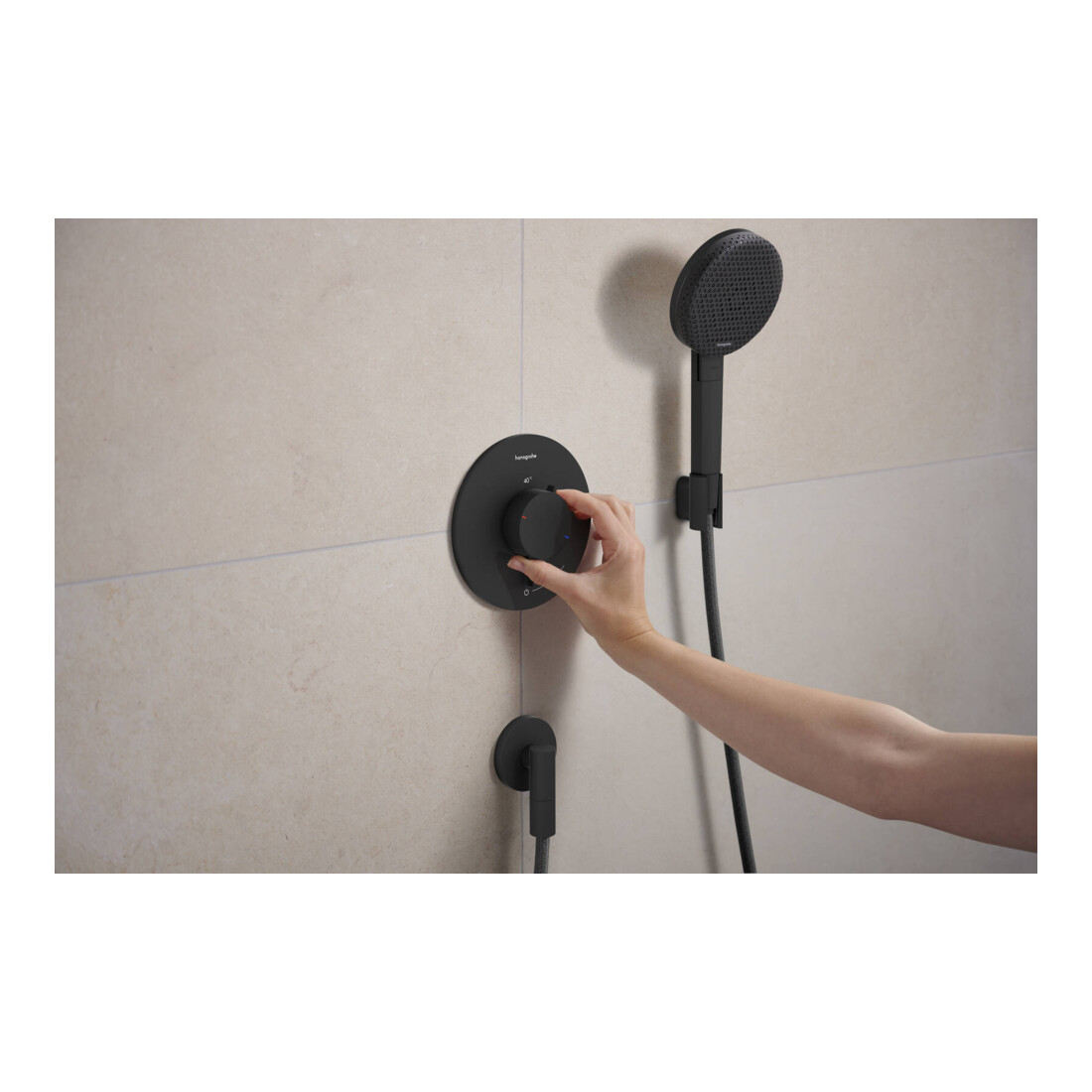 hansgrohe Support de douche Porter Fine fixe, métal, noir mat