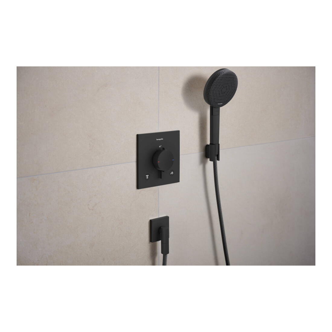 hansgrohe Support de douche Porter Fine fixe, métal, noir mat