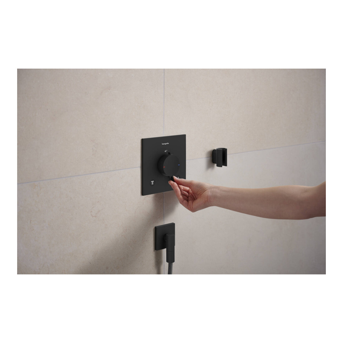hansgrohe Support de douche Porter Fine fixe, métal, noir mat