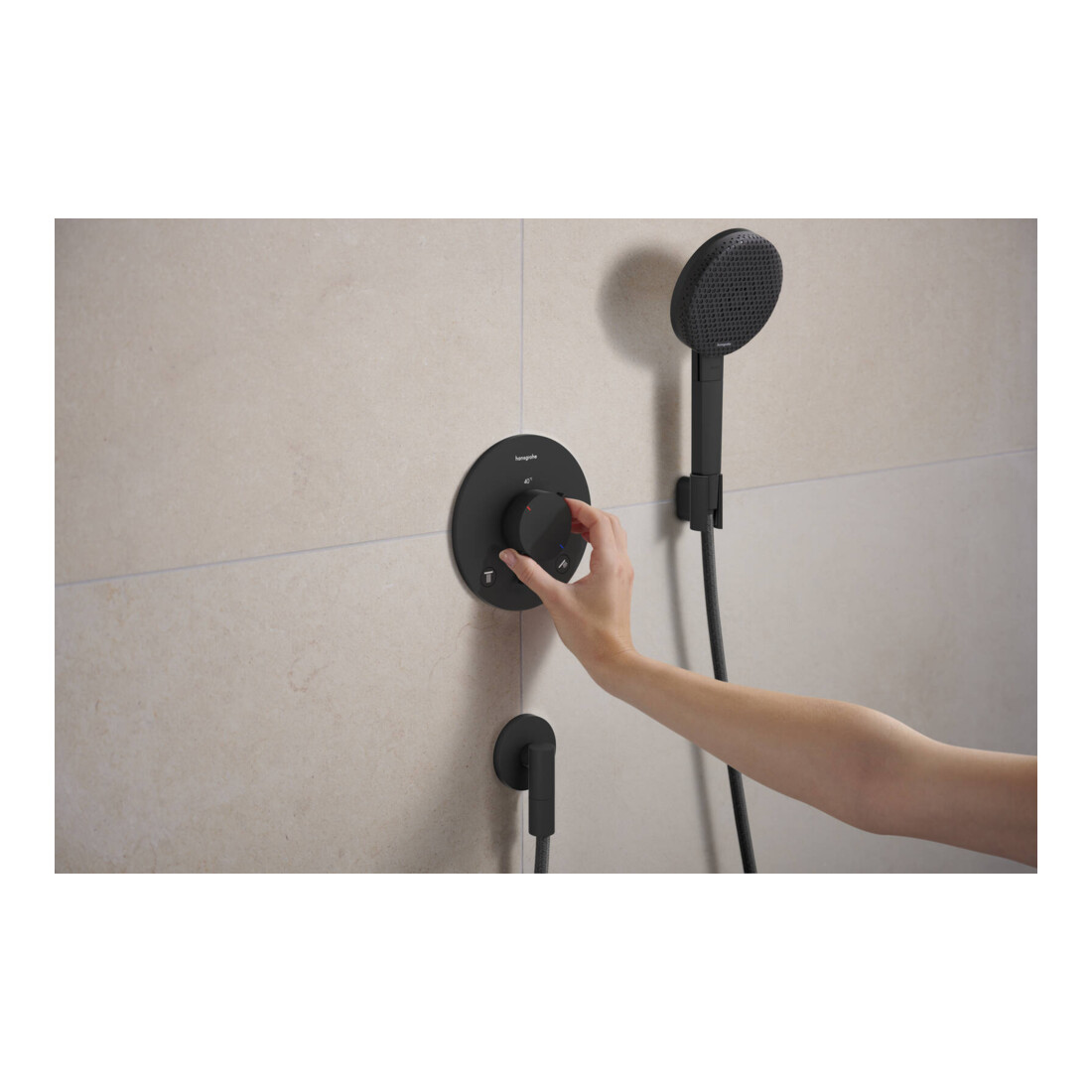 hansgrohe Support de douche Porter Fine fixe, métal, noir mat