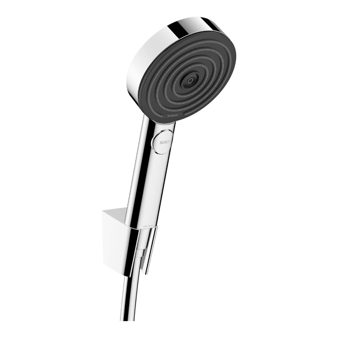 hansgrohe Support Pulsify Sel. S EcoSmart 105 mm, 3 jets, flexible de douche 1250 mm, chrome