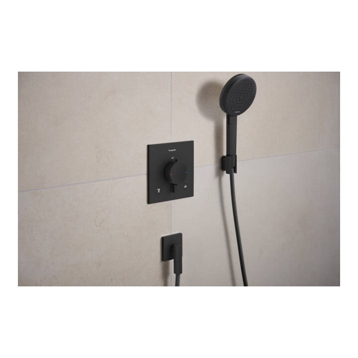 hansgrohe Support Raindance Al. Se S Eco Tête de douche 125 mm, 3 jets, noir mat