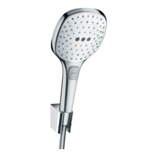 hansgrohe Support Raindance Sel. E 120 tête 120mm, 3 jets, flexible 1600mm, blc/chr