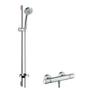 hansgrohe Système de douche Croma 100 Multi 958 mm Barre de douche, avec thermostat, chrome