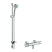 hansgrohe Système de douche Croma 100 Multi 958 mm Barre de douche, avec thermostat, chrome