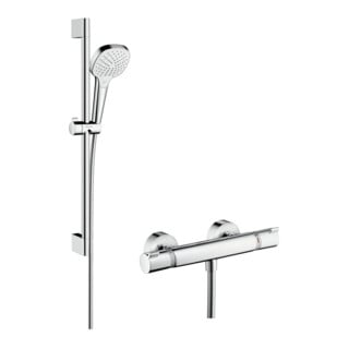 hansgrohe Système de douche Croma Select E 669mm barre de douche, avec thermostat, blanc/chrome