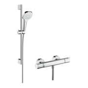 hansgrohe Système de douche Croma Select E 669mm barre de douche, avec thermostat, blanc/chrome