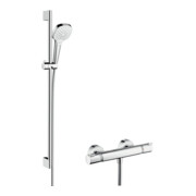 hansgrohe Système de douche Croma Select E 959 mm Barre de douche, avec thermostat, blanc/chrome