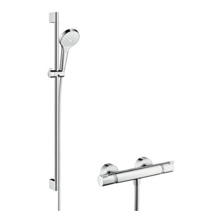 hansgrohe Système de douche Croma Select S 959 mm Barre de douche, avec thermostat, blanc/chrome