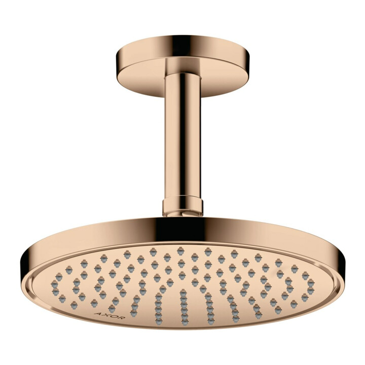 hansgrohe Tête de douche EcoSmart plus Axor encastrée, Ø 220 mm, 1 jet, poli or rouge