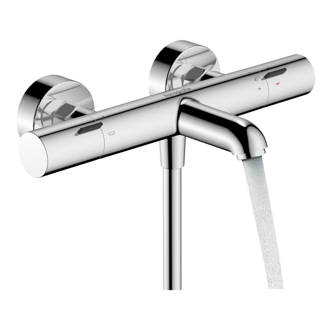 hansgrohe Thermostat de baignoire Ecostat Fine AP, sortie 177 mm, 2 consommateurs, chrome