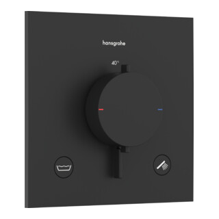 hansgrohe Thermostat Ecostat Comfort E encastré, 2 sorties, 23 l/min, EN 1717, noir mat