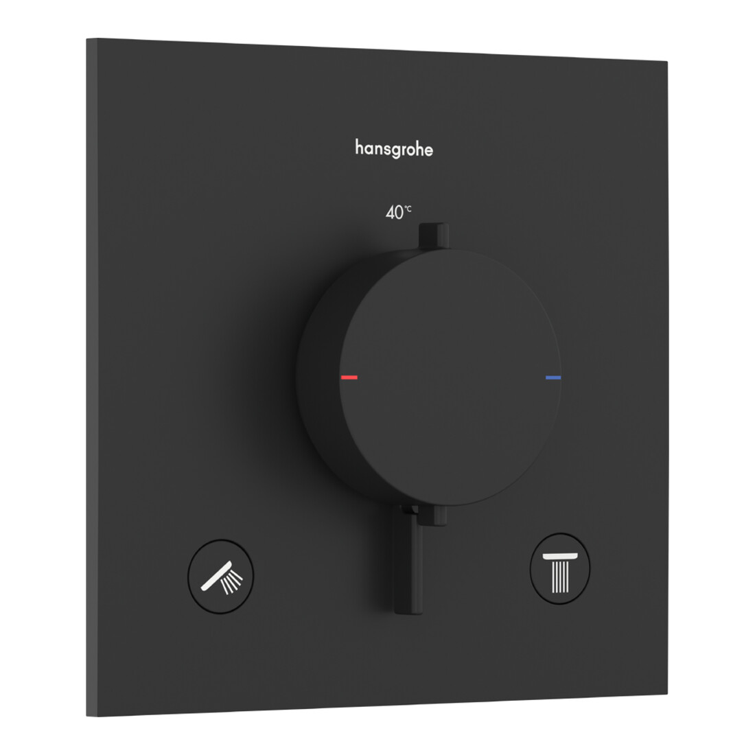 hansgrohe Thermostat Ecostat Comfort E encastré, 2 sorties, 24 l/min, noir mat