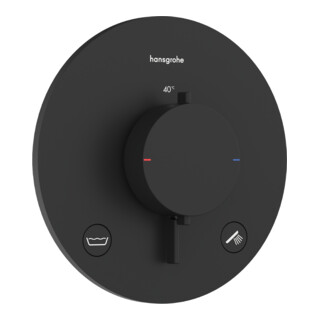 hansgrohe Thermostat Ecostat Comfort S encastré, 2 sorties, 23 l/min, EN 1717, noir mat